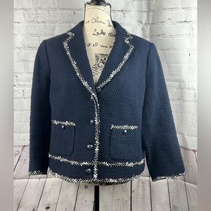 Talbots Petite Navy Tweed Jacket